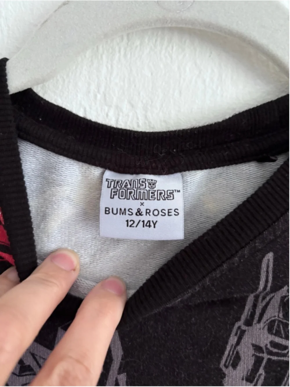 Boys BUMS & ROSES Transformers Sweatshirt Size 12 Black Red Bamboo Cotton
